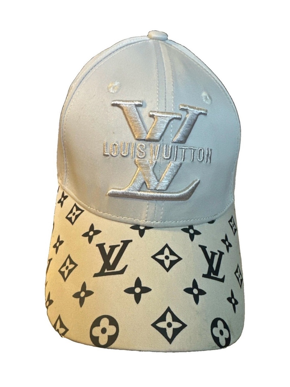 Louis Vuitton White and Cream Monogram Baseball Cap
